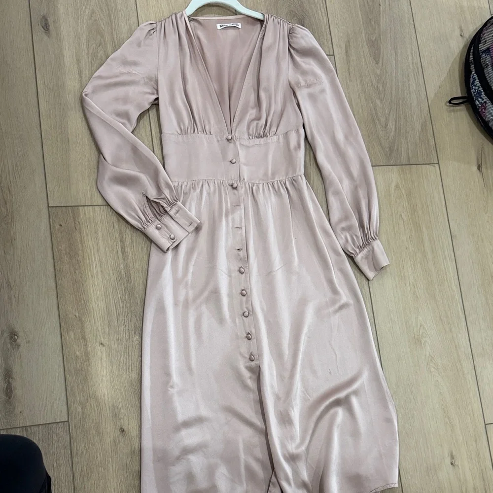 Reformation Pink Satin Midi Dress - Picture 12 of 14